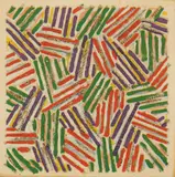 Jasper Johns, Untitled, 1977, Screenprint in colors, the catalogue cover on Patapar printing parchment, the full sheet, folded (as issued), with the catalogue, accompanied by an invitation card