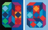 VY-29-F; and VY-29-G, from XICO portfolio by Victor Vasarely, 1973, Two screenprints in colors, on wove paper, the full sheets, sold Oct 2017