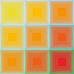 Richard Anuszkiewicz, Spectral 9 - A Variable Multiple, 1969, The complete set of nine screenprints in colors, on plastic panels, all contained in the original white plastic box