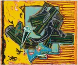 Frank Stella, La penna di hu, from Italian Folktales, 1988, Relief, etching, woodcut, screenprint, stencil, hand-coloring, on white TGL handmade paper, the full sheet