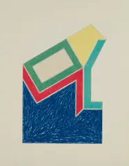 Moultonville, from Eccentric Polygons by Frank Stella, 1974, Lithograph and screenprint in colors, on Arches paper, with full margins, sold Oct 2017