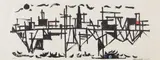 David Smith, Fishdocks, 1952, Lithograph with hand-coloring, on Basingwerk Parchment paper, with full margins