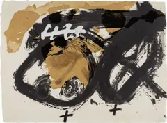 Formes i vernis by Antoni Tàpies, 1986, Farbaquatinta, Harz, Carborundum und Prägedruck auf Velin, sold Oct 2017