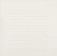 Untitled by Agnes Martin, 1973, Screenprint in gray, on Japanese rag paper, with full margins, in the original matting, sold Oct 2017