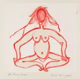 Louise Bourgeois, Woman, 2004, Aquatint with red watercolor additions, on Twinrocker handmade paper, with full margins