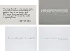 Ex Libris for the The Brooklyn Museum (two plates); [Wittgenstein]; [Goethe]; and [Nietzsche] by Joseph Kosuth, 1990; and 1989, Five screenprints, three on wove paper, two on vellum, the full sheets, offered Oct 2017