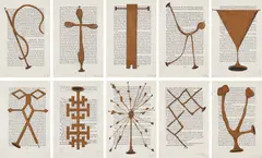 Amerika: ten works by Tim Rollins & K.O.S., 1988, Ten drawings in metallic ink and graphite, on book pages from Franz Kafkas 'Amerika', sold Oct 2017