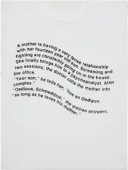 Oedipus Schmedipus by Richard Prince, 1994, Screenprint, on a t-shirt, stretched onto canvas with stretcher (as issued), offered Oct 2017