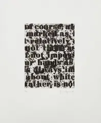 White #1 by Glenn Ligon, 1995, Etching with aquatint, sugarlift and softground, on Somerset Textured paper, with full margins, sold Oct 2017