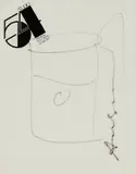 Andy Warhol, Campell's Soup Can Drawing, 1978, Drawing in black marker, on Studio 54 stationery with printed text