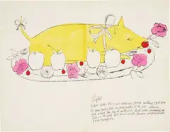 Piglet, from Wild Raspberries by Andy Warhol, 1959, Lithograph with hand-colouring in watercolour, on folded laid paper (as issued), the full sheet, sold Oct 2017