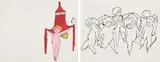 Andy Warhol, In the Bottom of My Garden: two plates, circa 1956, Two offset lithographs (one with hand-coloring), on wove paper, the full sheets