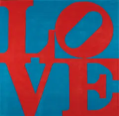 Chosen Love by Robert Indiana, 1995, Handgewebter Teppich aus Wolle, offered Oct 2017