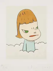In the Clouds by Yoshitomo Nara, 2003, Lithograph in colors, on Arches paper, with full margins, sold Oct 2017