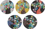 A Red River is Visible; Kansei: The Golden Age; Hokkyo Takashi - Kansei; Kansei: Wildflowers Glowing in the Night; and Korin: Stellar River in the Heavens by Takashi Murakami, 2014 and 2015, Five offset lithographs in colors, on smooth wove paper, the full sheets, sold Oct 2017