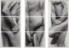 John Coplans, Self-Portrait, Frieze, No. 4, 3 Panels, 1994, Three panels, each comprised of three gelatin silver prints