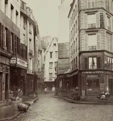 Charles Marville, Rue Pirouette, vue prise de la rue Rambuteau, 1er arrondissement, Paris, circa 1865, Albumen print