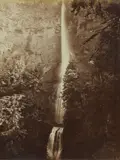 Carleton Watkins, Multnomah Falls Cascade, Columbia River, 1867, Mammoth-plate albumen print, mounted