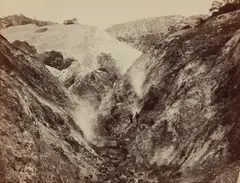 Devils Canyon, Geysers, Looking Up by Carleton Watkins, circa 1868-1870, Mammoth-plate albumen print, mounted, sold Apr 2017