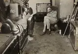Weegee, Dressing room behind the circus ring, Ringling Brothers and Barnum & Bailey Circus, 1944, Gelatin silver print