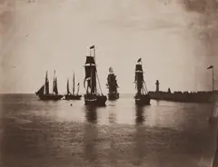 Gustave Le Gray, Bateaux quittant le port du Havre (Ships leaving the port at Le Havre), 1856-1857, Albumen print
