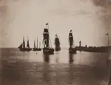 Gustave Le Gray, Bateaux quittant le port du Havre (Ships leaving the port at Le Havre), 1856-1857, Albumen print