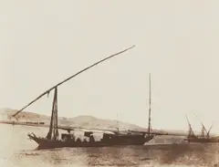 John Beasley Greene, Untitled (Boats on the Nile), 1853-1856, Salt print, mounted