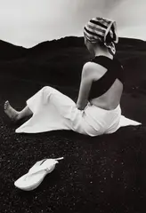Hiro, Akiko on the Black Lava of Hawaii, 1965, Gelatin silver print, printed later