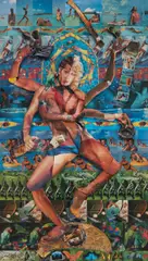 Robert Heinecken, Shiva, the Lord Whose Half Is Woman, 1990, Relief collage of magazine advertisements