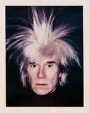 Self-Portrait with Fright Wig by Andy Warhol, 1986, Unique Polaroid print, sold Oct 2017