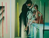 Helmut Newton, 'Giant and Nude', Paris by Richard Pettibone, 1979, Unique Polaroid print with acrylic paint, sold Oct 2017