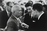 Nikita Khrushchev & Richard Nixon, Moscow, USSR by Elliott Erwitt, 1959, Gelatin silver print, sold Oct 2017