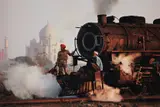Steve McCurry, Taj and Train, Agra, India