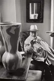 Henri Cartier-Bresson, Henri Matisse observing a ceramic vase by Pablo Picasso, Saint-Jean-Cap-Ferrat