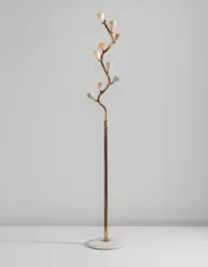Gino Sarfatti, Floor lamp, model no. 1034, 1945-1951, Brass, painted aluminum, marble