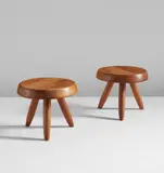 Charlotte Perriand, Pair of low tripod stools