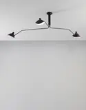 Three-armed adjustable ceiling light with "Casquette" shades by Serge Mouille, designed 1958, Painted aluminum, painted steel, brass, offered Jun 2017