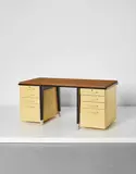 "Standard desk," model no. BS-7 by Jean Prouvé, circa 1950, Painted steel, chromium-plated steel, oak-veneered oak, aluminum, offered Jun 2017