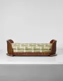 Pierre Chareau, "Tulip" daybed, model no. MP 102, circa 1923, Rosewood, rosewood-veneered wood, fabric