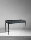 Jean-Michel Frank, Desk, circa 1938, Painted iron, leather, cerejeira (Brazilian oak), brass