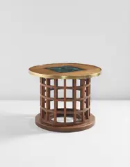 Friedrich Otto Schmidt, Table, circa 1905, Oak, brass, glazed earthenware