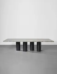 "H.A.P." table by Martin Szekely, 2009, Bleu de Savoie marble, honeycomb aluminum, resin, painted steel ( ferro nero cerato finish), sold Jun 2017