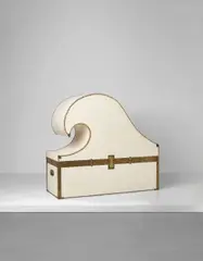 Unique “Onda” trunk by Nazareno Noja, 1976, Vinyl-faced plywood, brass nailheads, brass, iron, offered Jun 2017