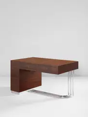 Desk by Agnoldomenico Pica, circa 1933, Caucasian walnut-veneered wood, aluminum, chromium-plated steel, sold Jun 2017