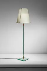 Floor lamp by Pietro Chiesa, circa 1940, Glass, brass, painted aluminum, parchment shade, sold Jun 2017