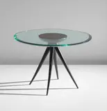 Pietro Chiesa, Occasional table, circa 1938, Painted mahogany-veneered wood, painted wood, glass