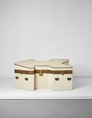 Unique “Freccia” trunk by Nazareno Noja, 1976, Plastic-coated plywood, plywood, brass, iron, offered Jun 2017
