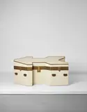 Nazareno Noja, Unique “Freccia” trunk, 1976, Plastic-coated plywood, plywood, brass, iron