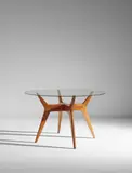 Augusto Romano, Unique table, circa 1955, Maple, glass