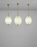 Max Ingrand, Set of three ceiling lights, circa 1956, Glass, brass, painted brass